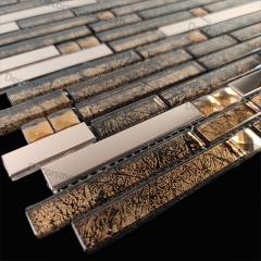 Glass Mosaic Tile in Golden Interlocking Backspash Wall CGT108