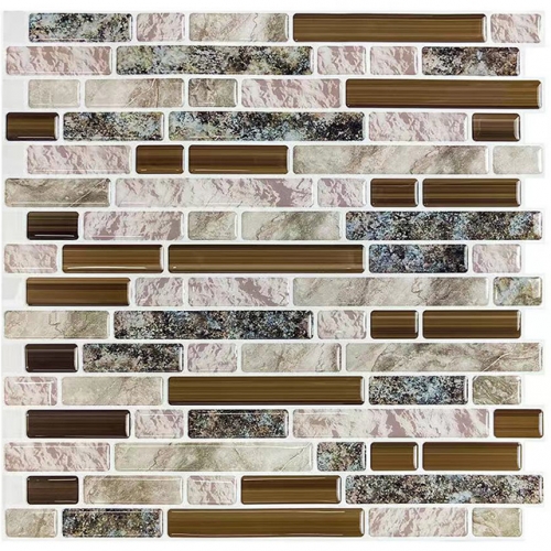 Natural Stone Look Peel and Stick Backsplash Tile Interlocking Mosaic SOT1073 12"In x 12"In x 1mm (0.97 Sq.ft/Sheet)