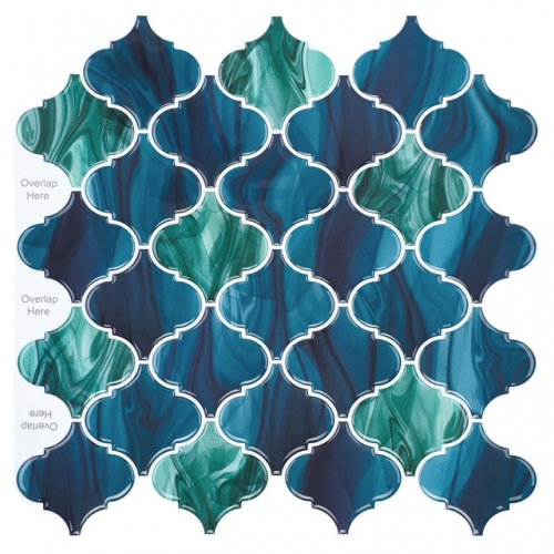 Northern Light Tile Peel and Stick Backsplash Arabesque Mosaic SOT1086 11.69"In x 11.69"In x 1mm（0.95 Sq.ft/Sheet）