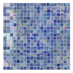 Iridescent Blue Square Glass Mosaic Backsplash Tile CGT088