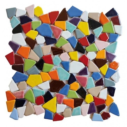 Multicolored Irregular Broken Floor Tile Porcelain Mosaic（0.97 sq.ft/sheet）