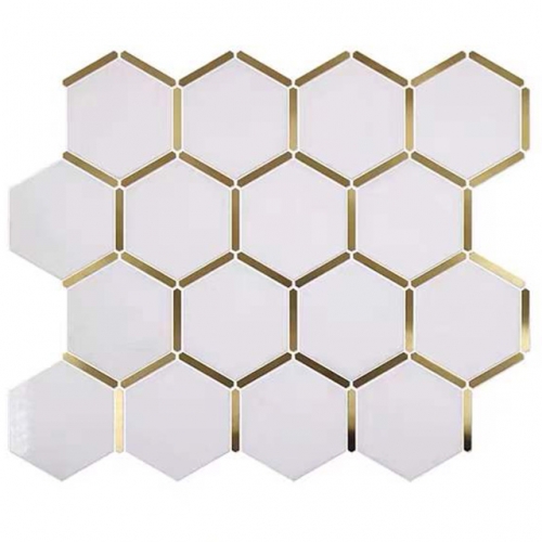 Calacatta Gold Tile Hexagon Mosaic Stone Backsplash MST010