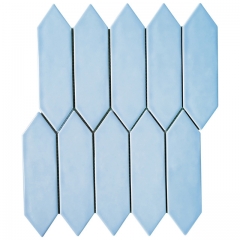 Sky Blue Elongated Hexagon Backsplash Tile Porcelain Mosaic CPT88