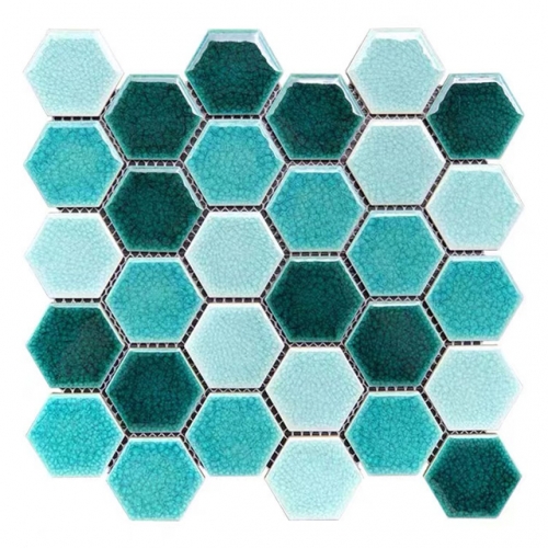 Emerald green hex tile porcelain mosaic CPT94