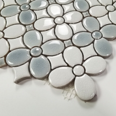 Turquoise Backsplash Tile Flower Porcelain Mosaic CPT209