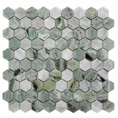 Green Marble Tile Backsplash Hexagon Mosaic MST020 11.6
