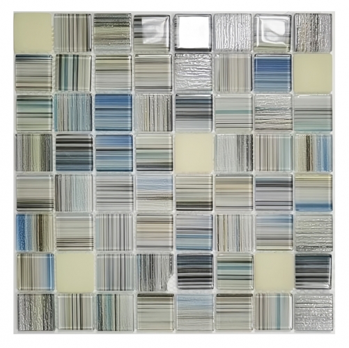 Blue, gray and white square glass mosaic backsplash for swimming pool and bathrooms CGT061