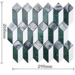 3D Green White marble mosaic  Backsplash Floor Tile for bathroom and kitchen MST024