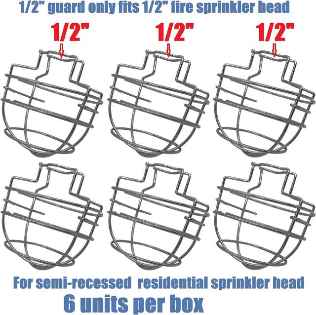Happy Tree (6 Pack) Fire Sprinkler Head Guard Cage for 1/2" Recessed/Horizontal Sidewall Drywall-Mounted Sprinkler Heads Chrome PlatedProtector Fire Sprinkler Head Cover