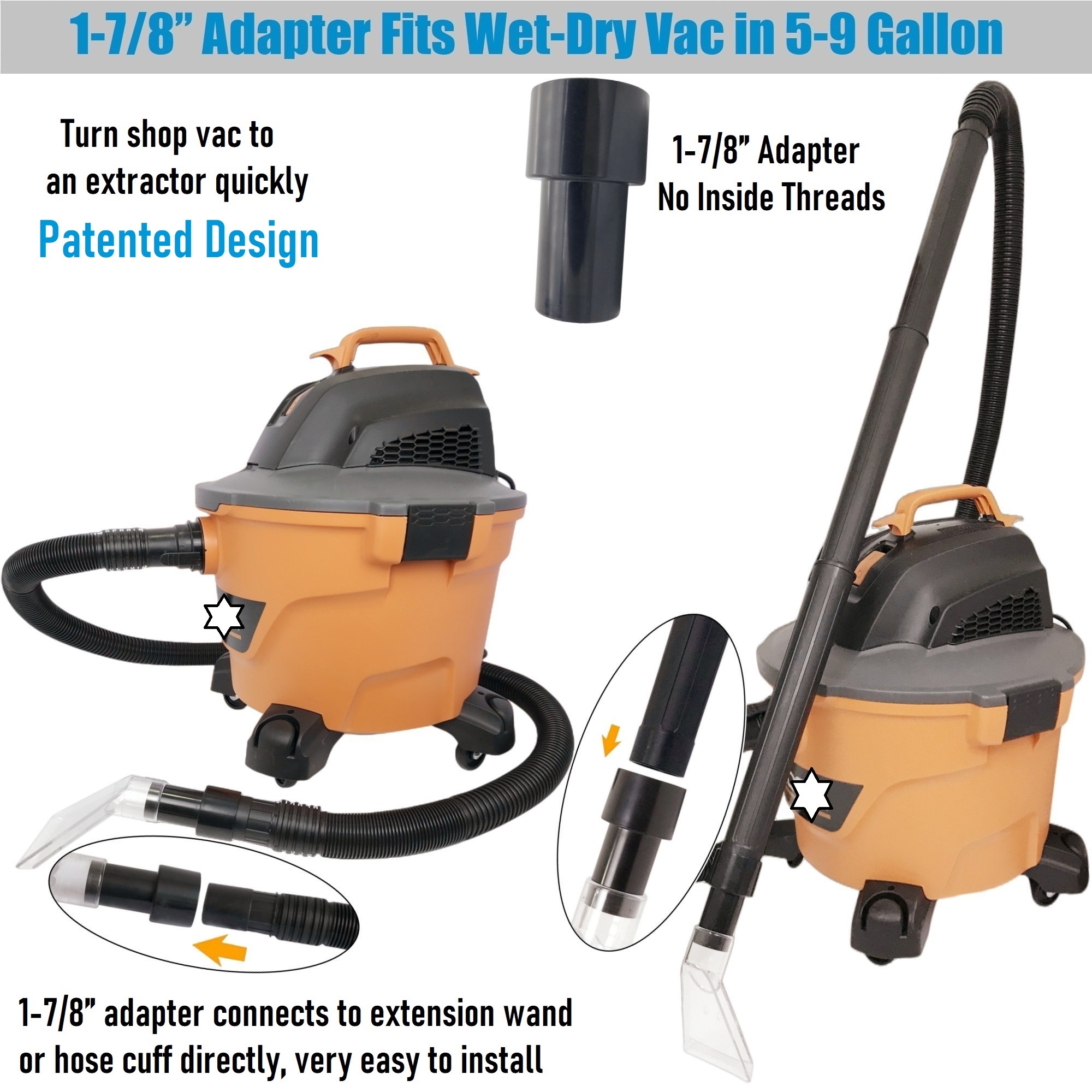 Ftis All Brands' Shop Vac Extractor Attachment 3-1/2" Clear Head  for Upholstery/Carpet Cleaning