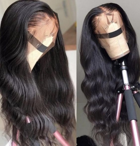 Middle part T lace body wave wig