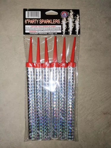 6" PARTY SPARKLERS -SILVER/BLACK/GOLD