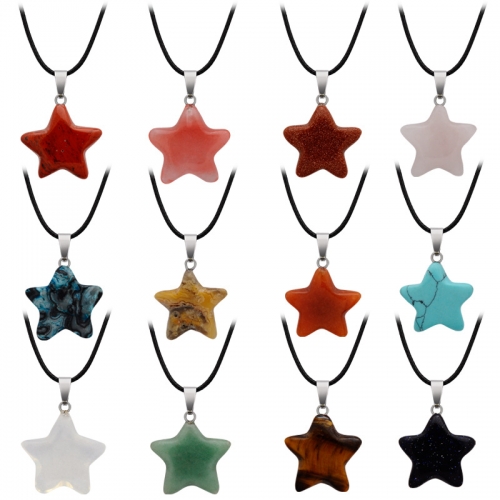 Natural Stone Crystal Star Charms Pendant