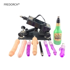 FREDORCH VIDEOS Couples Masturbation Sex Machine with Vagina Cup and 7PCS Dildo Attachments Black