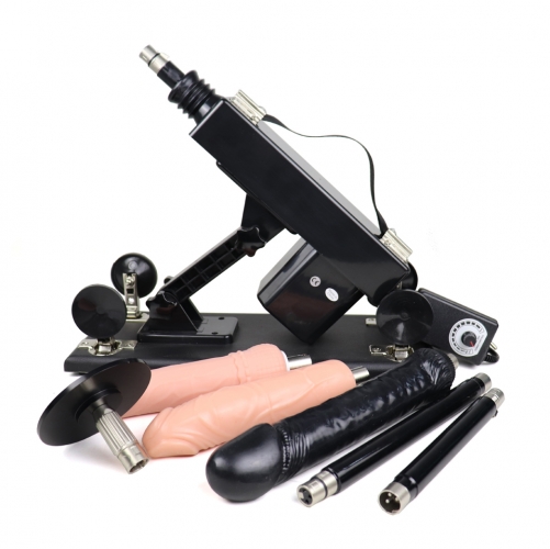 FREDORCH Automatic Sex Machine, Thrusting BIG Black Dildo Machine with 6 Attachments  3XLR Connector Suction cup for Women