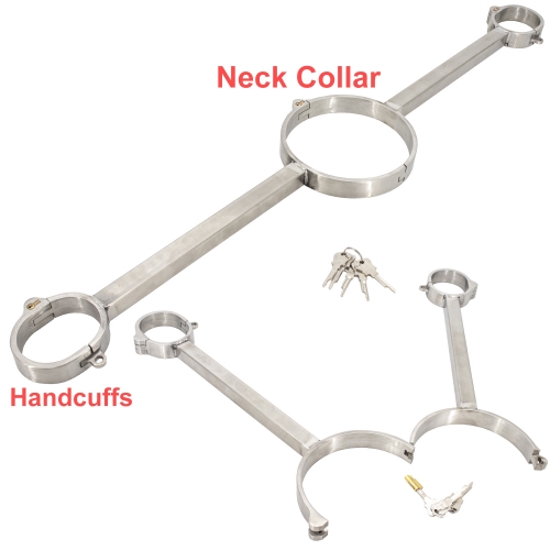 FREDORCH BDSM Sexy Metal Handcuffs Neck Collar Role Playing Props Equipment Bondage Gear Sex Toys for Couple Women Men Exotic Accessories