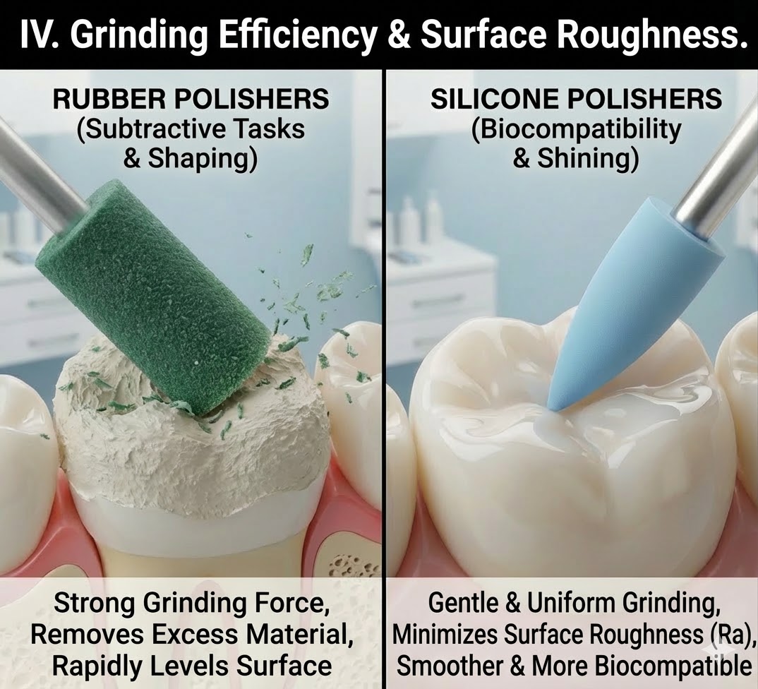 Subtractive shaping vs gentle biocompatible grinding efficiency for dental restorations.