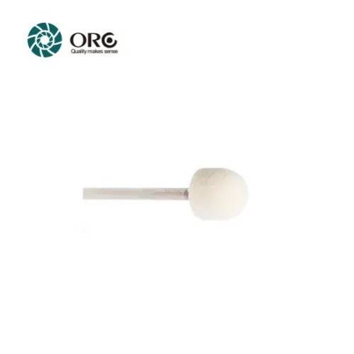 Ball-shaped white wool felt polishing bob mounted on a metal mandrel.