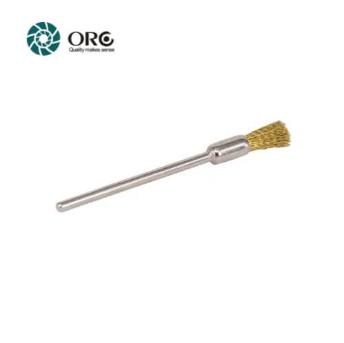 Pen shaped brass wire end brush with steel shank for precision detail cleaning