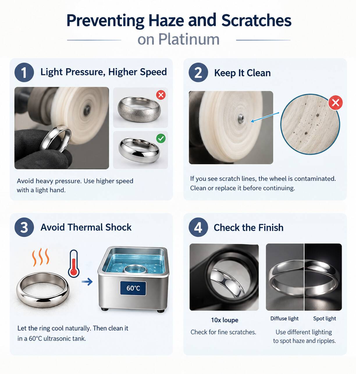 Pro tips on avoiding haze, wheel contamination, thermal shock, and final inspection.