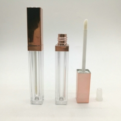 5毫升方形透明唇彩管配玫瑰金帽
