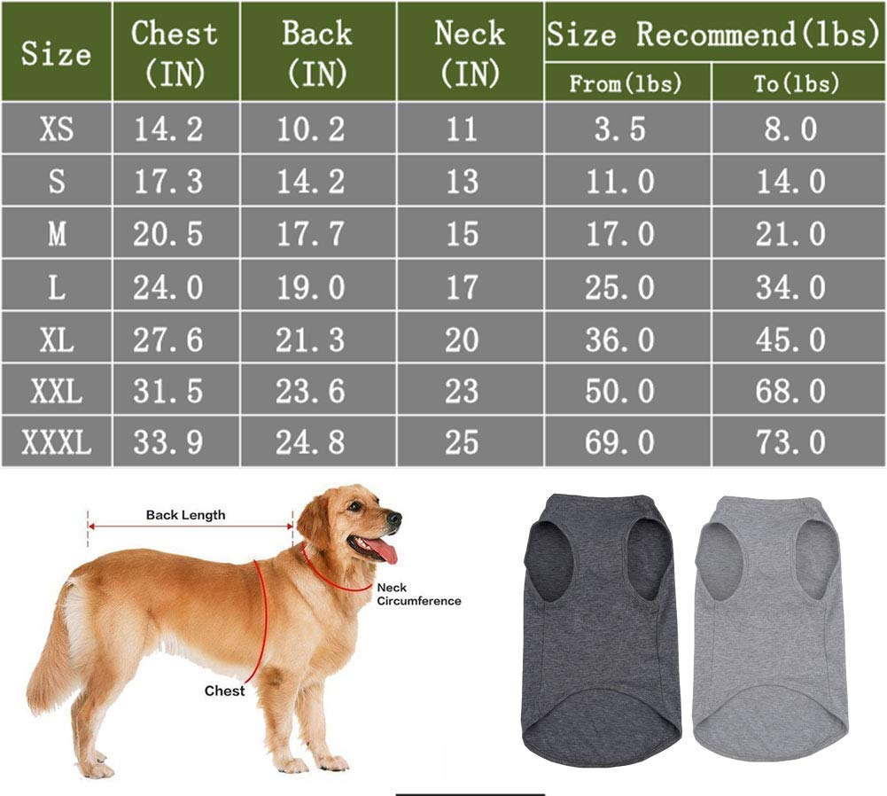 Uvoguepaw Dog Plain Cotton T Shirt Soft Clothes for Large Medium Small Pet