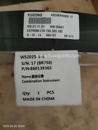 XCMG crane BR750,860139363, NXG38XZ80-20010 Combination Instrument.
