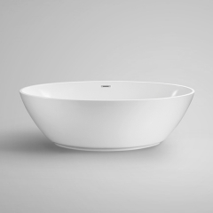 Aifol 67" Acrylic Oval Stand Alone Bathtub Soaking Tub with Contemporary Design, White