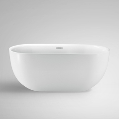 Aifol 67" Inches Round Freestanding Bathtub Acrylic Soaking Bathtub – Stand Alone Bathtub with Contemporary Design, White