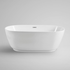 Aifol 67" Inches Modern Acrylic Stand Alone Bathtub Soaking SPA Tub with Contemporary Design, White