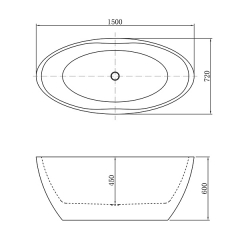 Aifol 67'' Inches Oval Freestanding Bathtub Acrylic Soaking SPA Tub for Small Bathroom, White