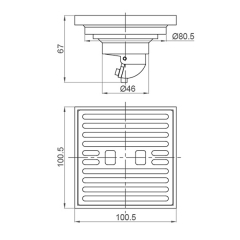 Aifol 4 Inch Brass rectangular Anti-odor Bathroom Floor Drains