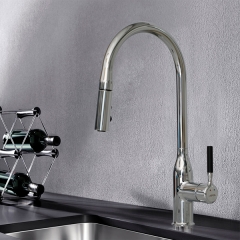 Modern Commercial Brass Single Handle Pull Out Kitchen Sink Faucet, Kitchen Faucets with Pull Down Sprayer