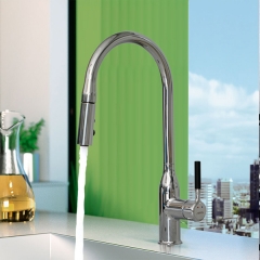 Modern Commercial Brass Single Handle Pull Out Kitchen Sink Faucet, Kitchen Faucets with Pull Down Sprayer