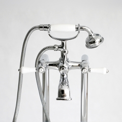 Aifol Freestanding Bathtub Filler Floor Mount Filler Faucet Chrome Finish with Hand Shower Gooseneck Spout