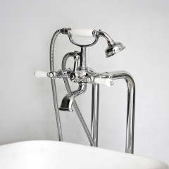 Aifol Freestanding Bathtub Filler Floor Mount Filler Faucet Chrome Finish with Hand Shower Gooseneck Spout