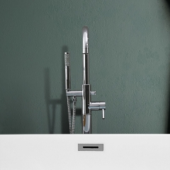 Aifol Luxury Bathroom Free-standing Bathtub Faucet Tub Filler with Hand Shower Polished