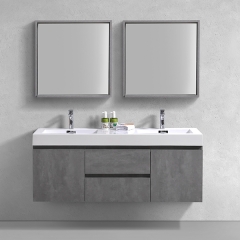 Aifol  Classic Wall Hung Bathroom Double Sink Living Room 60" Cabinet with Wash Hand Basin Vanity Set