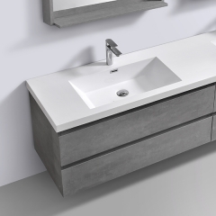 Aifol New Design 60 inches Wall Hung Double Sink Basin Bath Vanity