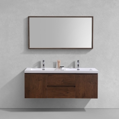 Aifol  Classic Rosewood Wall Mount Bathroom Single Sink Hotel 60" Vanity Cabinet