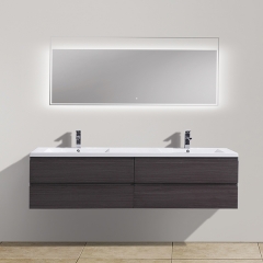 Aifol Popular 84-inch Melamine Double Sink Wall Moistureproof Bath Cabinet