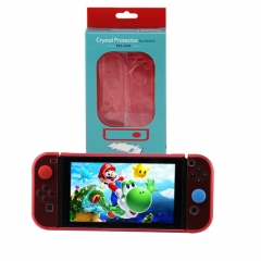 Switch Crystal Protective Case With 4 Caps/Transparent Red