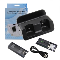 2in1 Dual Controller Charging Station With 2800mAh Battery Set For WII Remote & WII U/Black