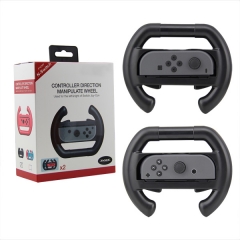 2Pcs Steering Wheel Hand Grip Handle Controller Direction Manipulate Wheel For Nintendo Switch- Black