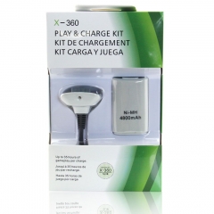 Rechargeable 4800mAh Battery Pack +Charge Cable for Xbox 360 slim Controller White
