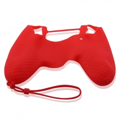 PS4 Colorful Silicon case with hand rope/Red