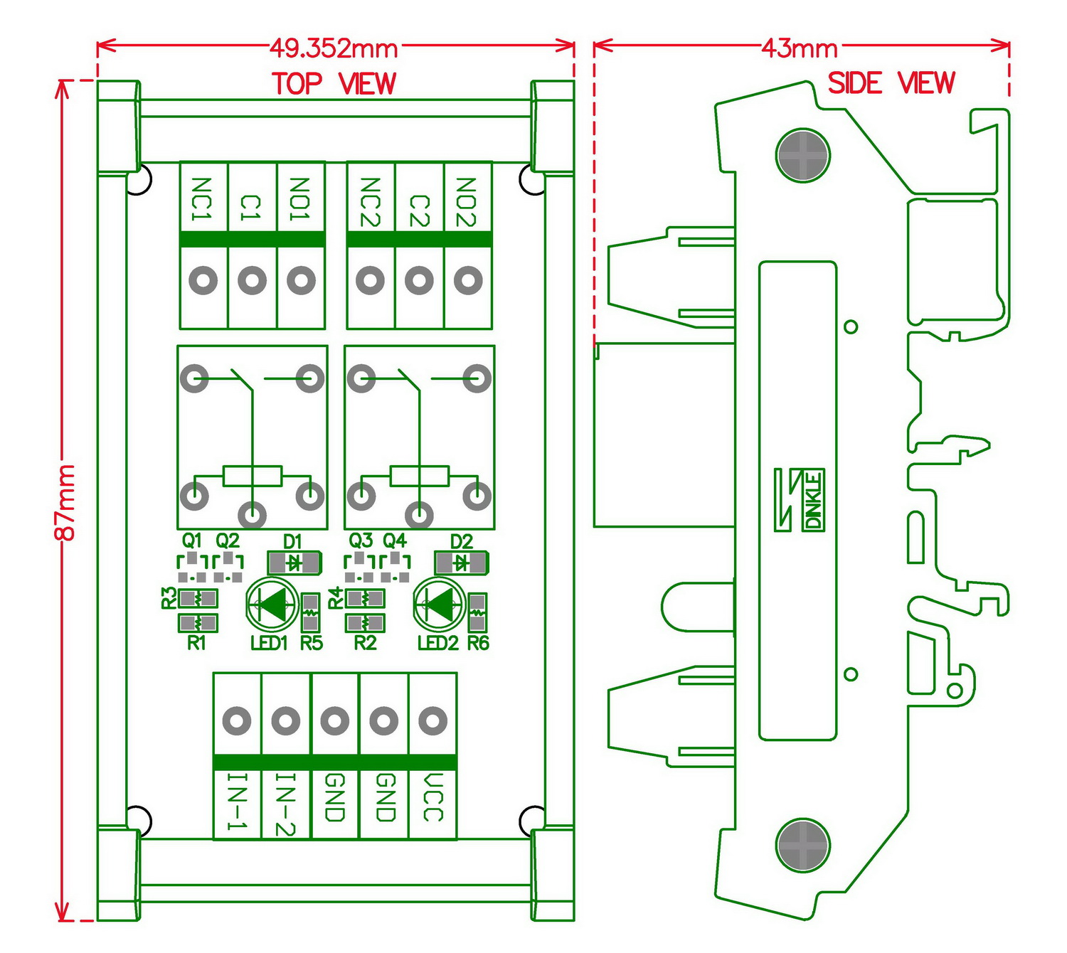 DC 5V Version. Electronics-Salon DIN Rail Mount 2 SPDT 10Amp Power Relay Interface Module