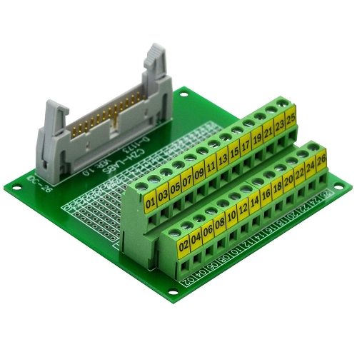 CZH-LABS IDC-26 Male Header Connector Breakout Board Module, IDC Pitch 0.1", Terminal Block Pitch 0.2"
