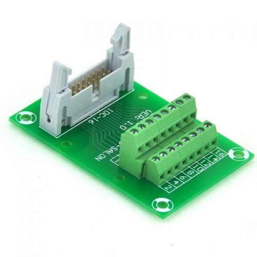 ELECTRONICS-SALON IDC16 2x8 Pins 0.1" Male Header Breakout Board, Terminal Block, Connector.