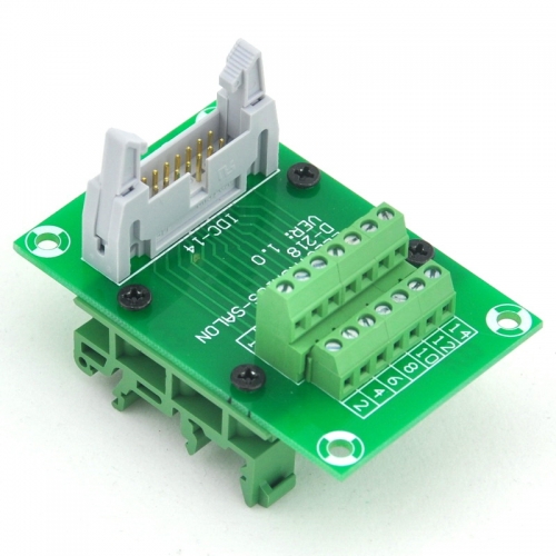 ELECTRONICS-SALON IDC14 Header Interface Module with Simple DIN Rail Mounting feet.
